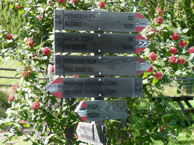 Infos zur Richtung der vielen Wanderwege